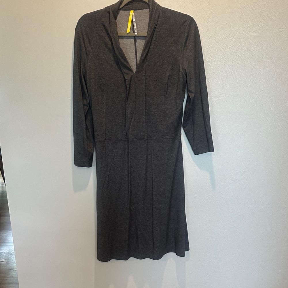 Lole Charcoal V-Neck Long Sleeve Knit Dress